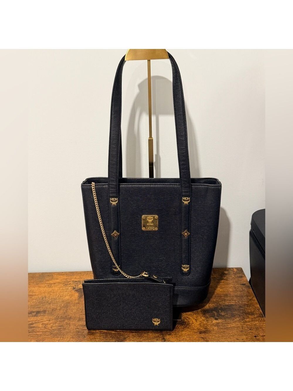 MCM Black Saffiano Leather Bucket Bag with Mini Pouch - Picture 2 of 10